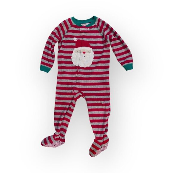 Carters Just One You Fleece Santa Clause Christmas Footed Pajamas Size 2 Toddler - Picture 2 of 16